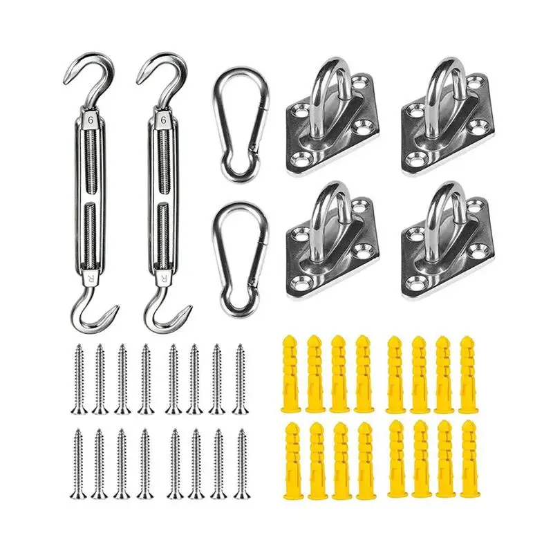 

40pcs/Set Shade Sail Kit 8mm Super Thick 304 Stainless Steel Sunshade Hardware Kit Outdoor Patio Sail Installation Tools