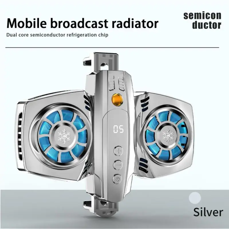 

Mobile Phone Radiator Rgb Colorful Lights Portable Phone Cooler With Smartphone Temperature Display Dual Cooling Fan