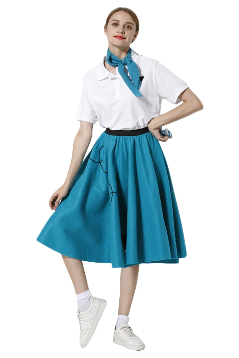 

Adult 4 Piece Poodle Adult Women Retro Skirt Cosplay Costume Set Halloween Carnival