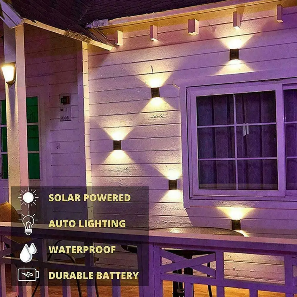 

Уличная настенная лампа на солнечной батарее, водонепроницаемый декоративный светильник вверх и вниз для забора, солнечное светильник для ...