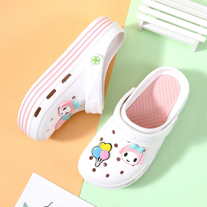 2022 Fashion Pink Summer Hole Sandals Women Beach Shoes Platform Flat Women's Clogs Sizes 30-40 Comfort Cute Sandals for Girls