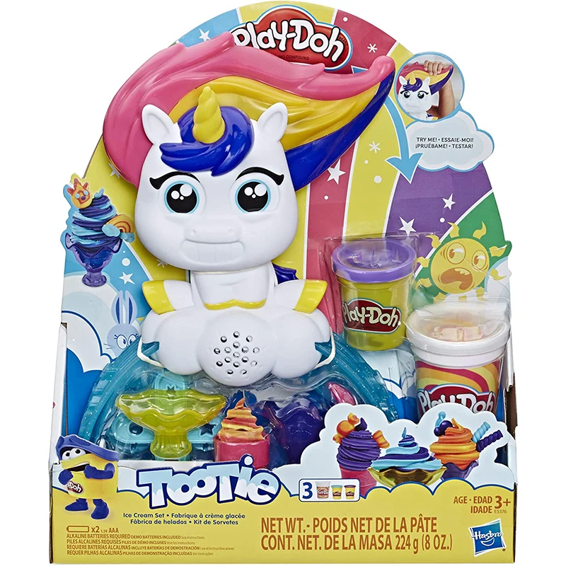 

Hasbro Original Play-Doh Tootie The Unicorn Ice Cream Set Children's Handmade Toys -With 3 Non-Toxic Colors Color Swirl Compound