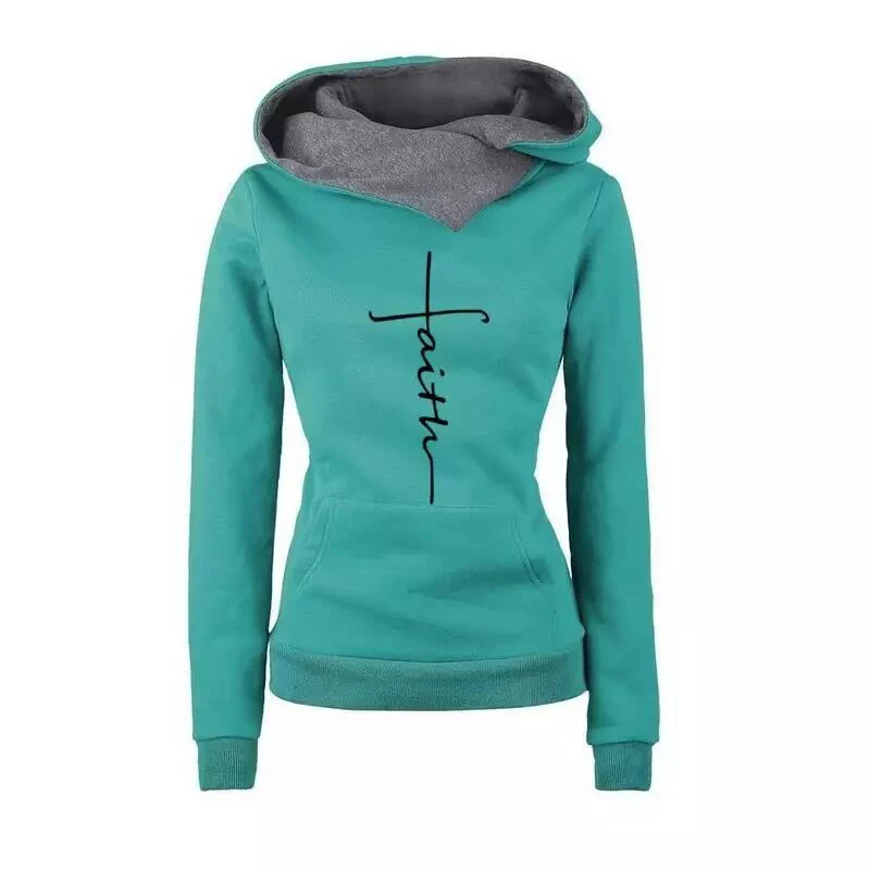 

Fashion Women Faith Sweatshirt Autumn Winter Hoodies Sweatshirts Long Sleeve Pullovers Christmas Casual Warm Hooded Tops