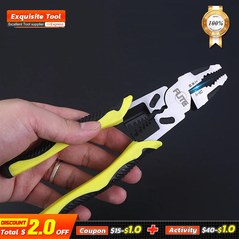 

Industrial Grade 9 Inch Multifunctional Plier Electrician Wire Stripping Cable Cutter Line Crimping Tool Steel Stripper Shear