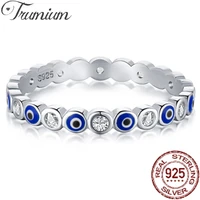 trumium solid s925 sterling silver evil eye ring charm blue wedding eternity rings for women lucky fine jewelry gifts girl