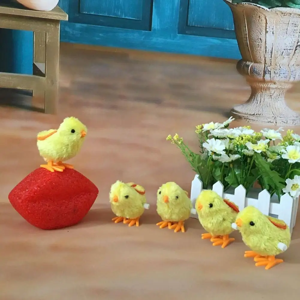 

5pcs Cute Plush Wind Up Chicken Kids Educational Toys Clockwork Jumping Walking Chicks For Children Baby Gifts I1a4