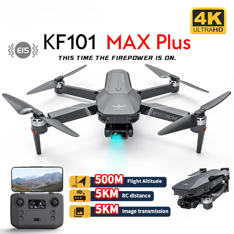 

RC GPS Dron KF101 MAX Plus Drone Professional With 4K Camera 5KM WIFI 500m Height EIS 3-axis Gimbal FPV Brushless Quadcopter