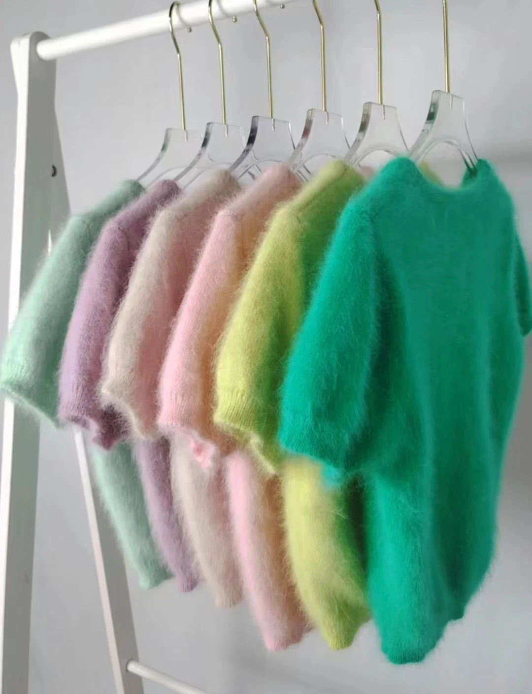 Приталенный норковый кашемировый свитер Ранняя осень новая женская одежда с высокой талией и коротким рукавом облегающий телефон C807