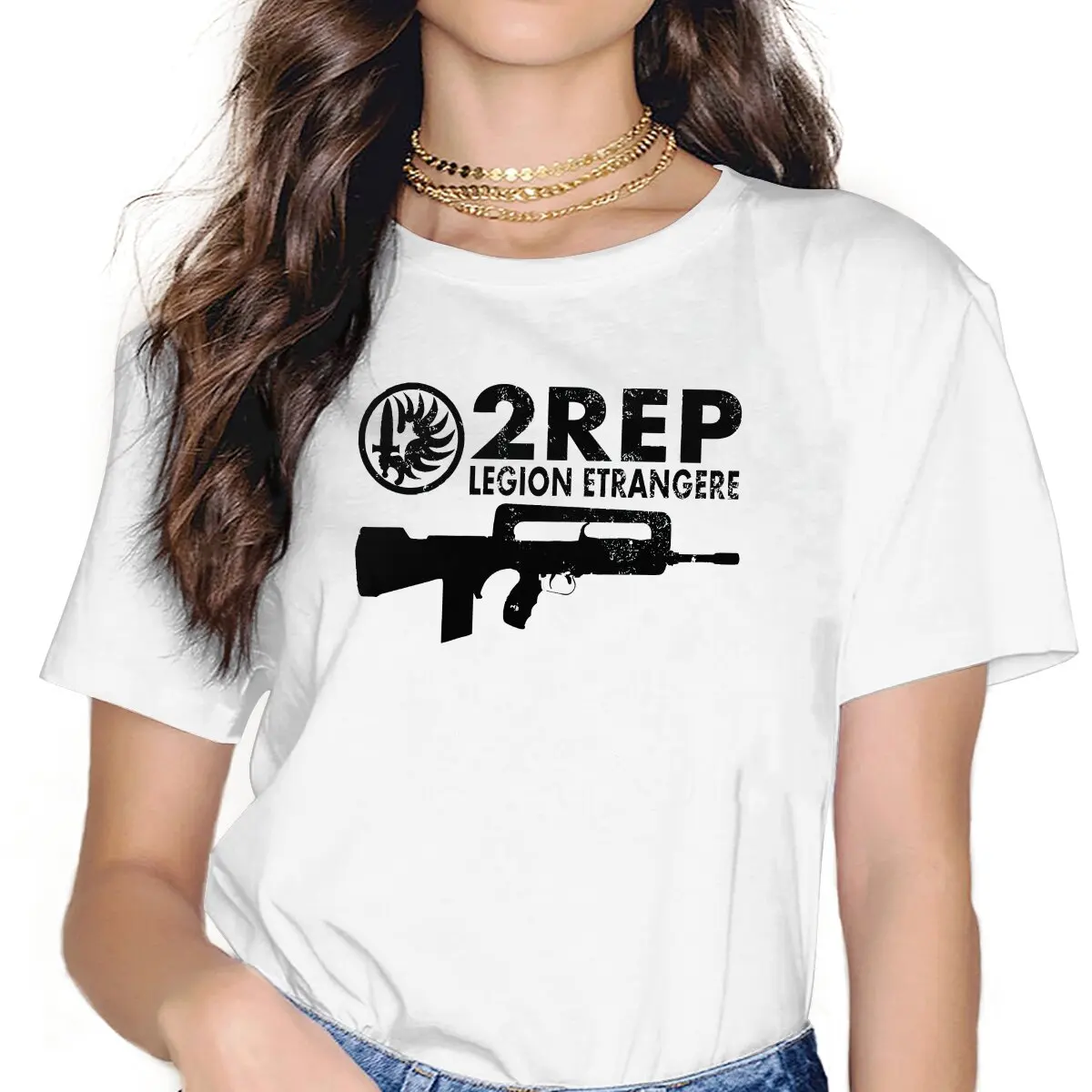 

Legion Foreign Distressed T Shirt Grunge Women's Tees Summer Harajuku O-Neck Polyester TShirt