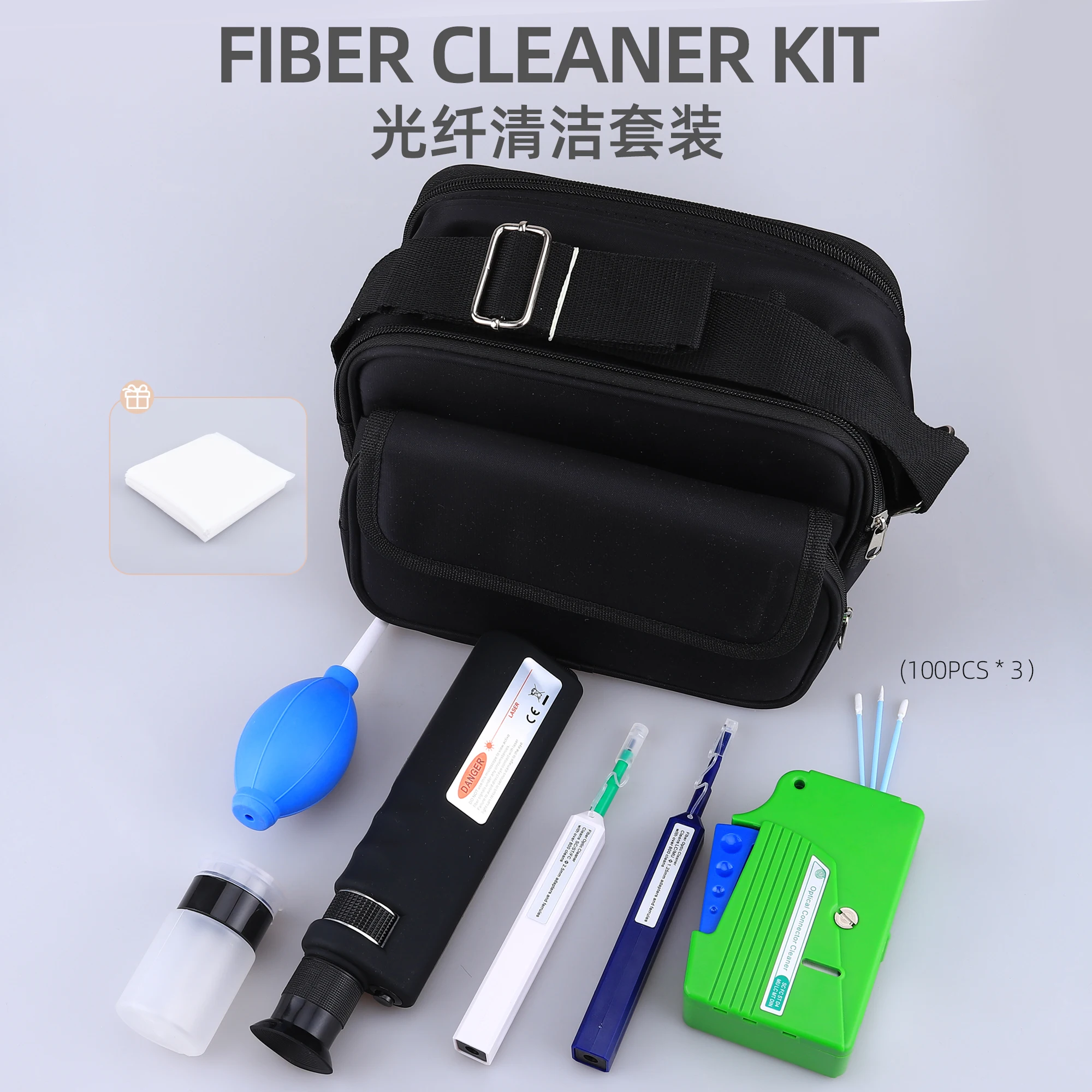 FTTH Fiber Optic Cleaning Kit  Cassette for FC SC ST LC MU Connectors Microscope 400 Times