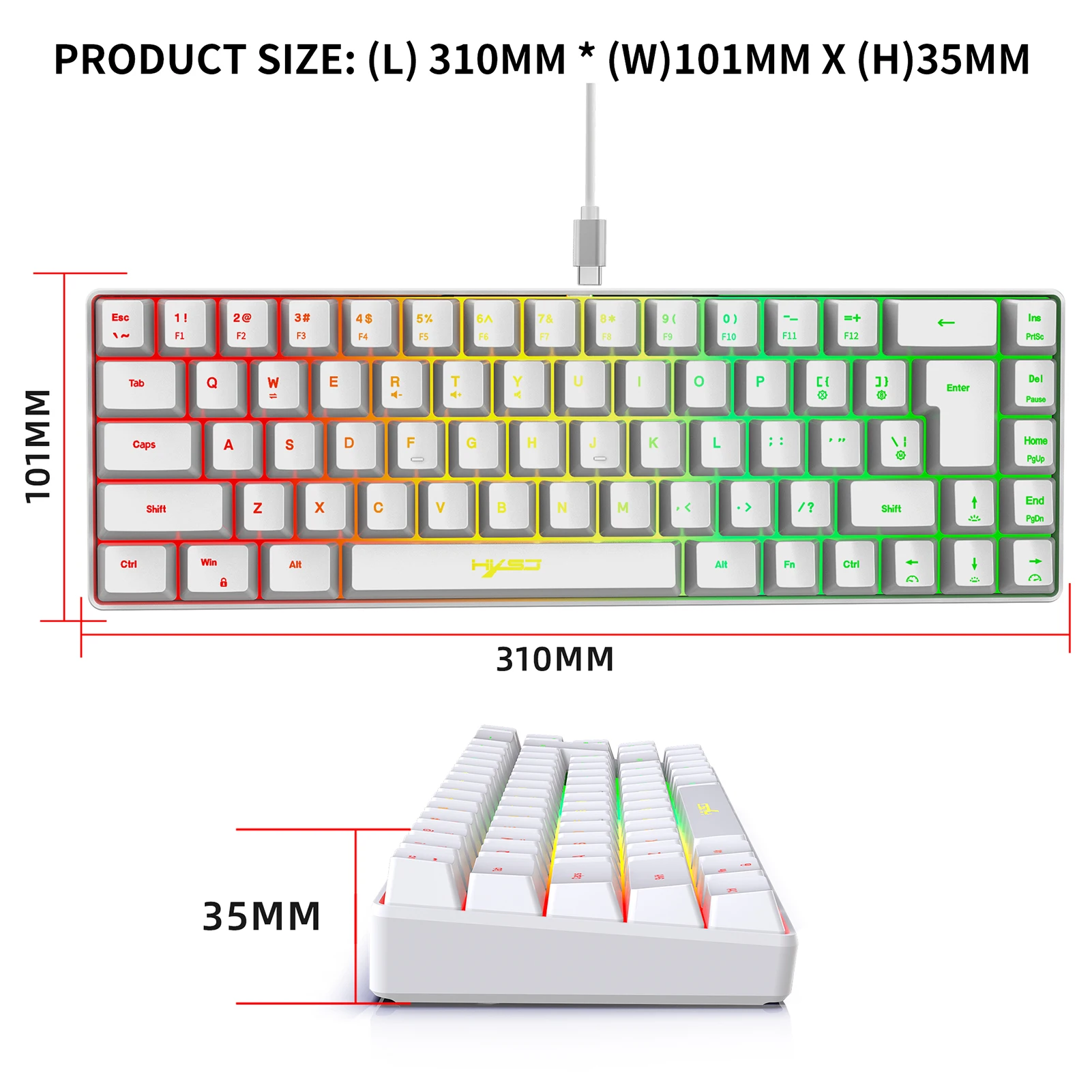 Проводная игровая клавиатура V200 K68 RGB Streamer 19-клавишная механическая с