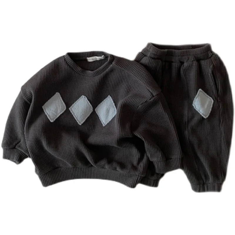 RiniLucia Autumn Infant Baby Boys Girls Casual Sweatshirt and Trousers Set Geometric Long Sleeve Tops Stripe Pants Clothes Set