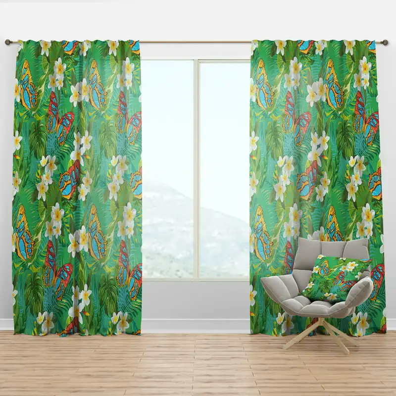 

Chic Tropical Foliage Mood IX' Curtain Panel - Bring a Vibrant & Refreshing Atmosphere to Your Home!