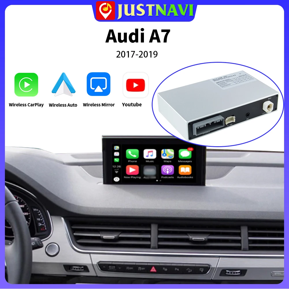 

JUSTNAVI Wireless CarPlay for Audi Q7 2016-2019 MIB Linux System Android Auto Mirror Link AirPlay CarPlay USB Player Moive