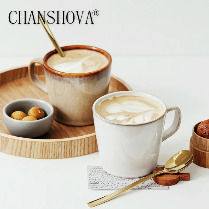 

CHANSHOVA 300ml Personality Kiln change Ceramic Coffee mug teacup Breakfast bowl China porcelain Milk mugs coffee cups C035