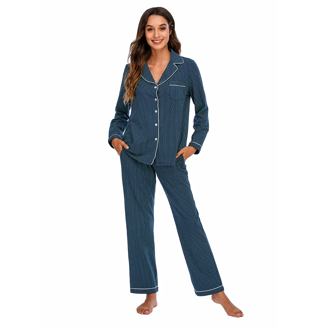 Aamikast осенне-зимние пижамы для женщин одежда сна с длинными рукавами женская дома