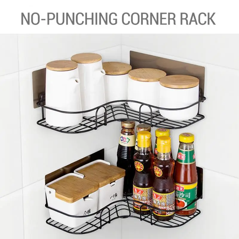 

Triangle Storage Shelves Bathroom Kitchen Punch-free Storage Rack Corner Rack Bedroom Wall Hanging Storage Shelf Storage Rack