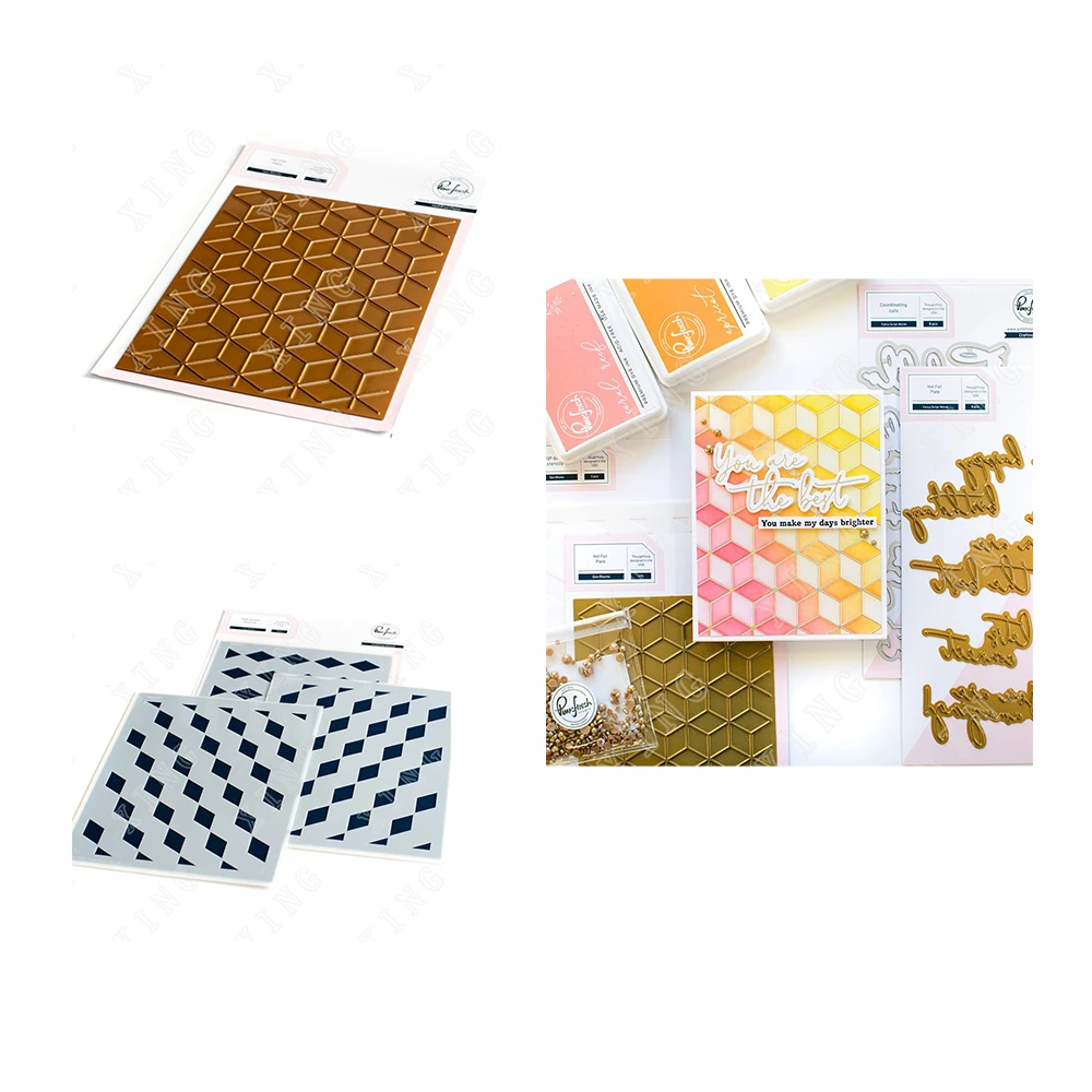 

Geo Blocks Diamond Stencil Hot Foil Scrapbook Diary Decoration Stencil Embossing Template Diy Greeting Card Handmade 2022 New