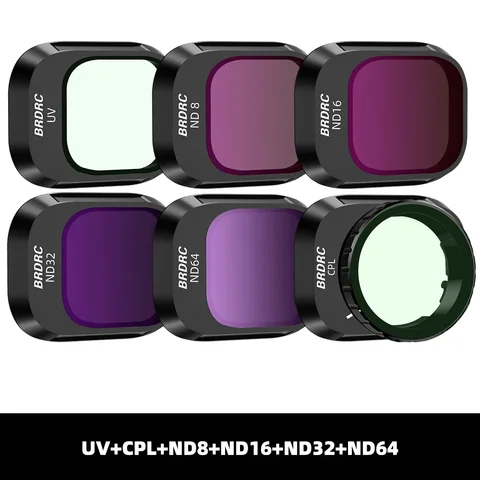 BRDRC Lens Filters for DJI Mini 4 Pro UV CPL ND8/ND16/ND32 ND64 Neutral Density/ND PL Filter Set Drone Photography Accessory