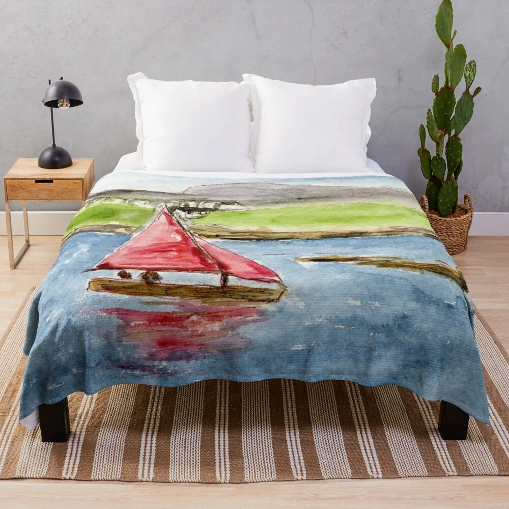 Тарардdur Bay Миф Парусная лодка Ynys Mon Anglesey North Wales Плед Диван Одеяло Тяжелый плед на