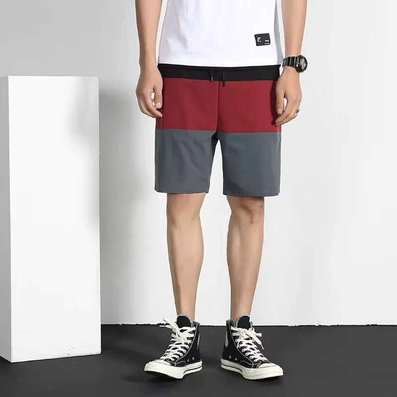 Men's shorts summer new color matching casual sports five-point pants men's loose pants men's jogging shorts