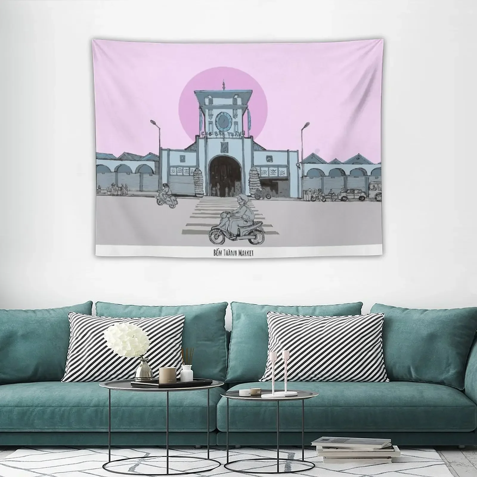 Гобелен с иллюстрациями из Бен-Таня рынка Сайгона вьетнамский Декор для комнаты