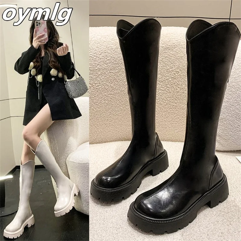 Cigarette boots women show thin 2022  winter new women's leather boots, but the knee height increases the trend of knight boots