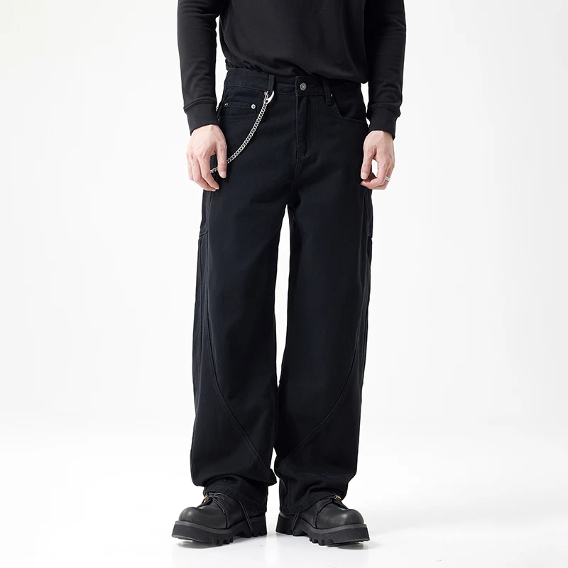 Джинсы мужские с широкими штанинами уличная одежда в стиле хип-хоп панк из