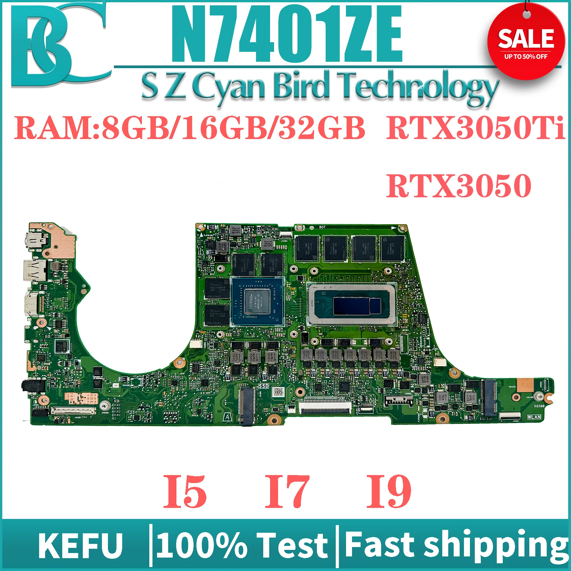 

KEFU N7401ZE Mainboard I5-I7-I9-12th RTX3050Ti For ASUS Vivobook Pro 14X OLED N7401 N7600ZE K6500ZE K6500ZC K6400ZC Motherboard