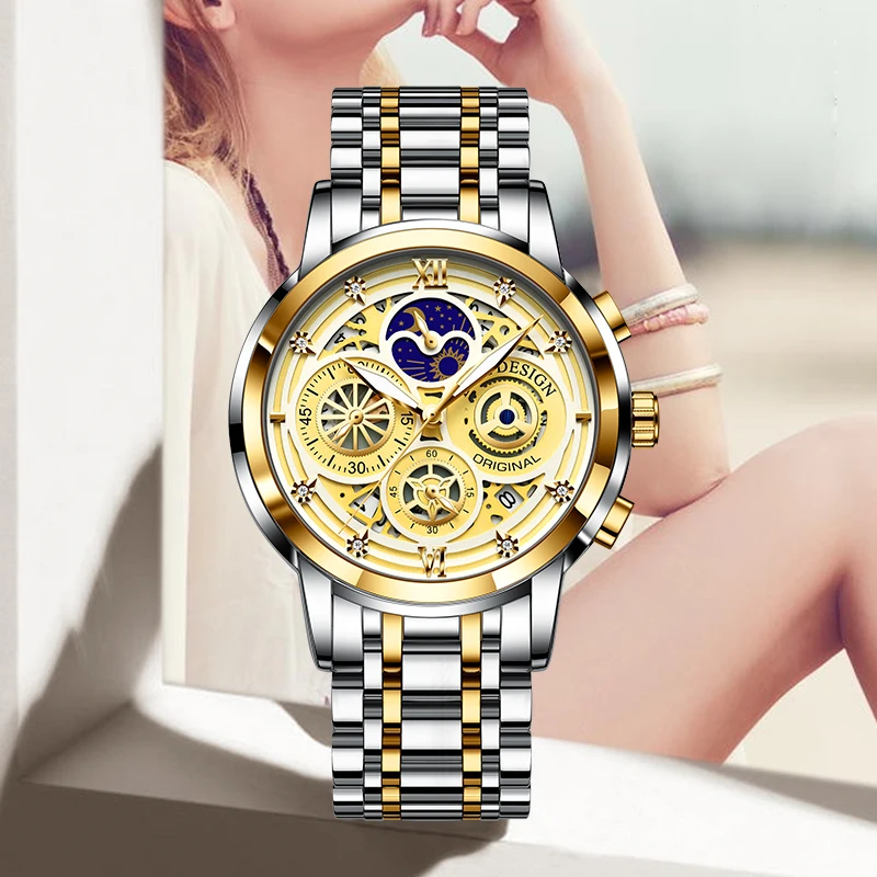 LIGE Ladies Watch Woman Luxury Fashion Waterproof Watch for Women Watches Quartz Stainless Steel Clock Gift Relogio Feminino+Box