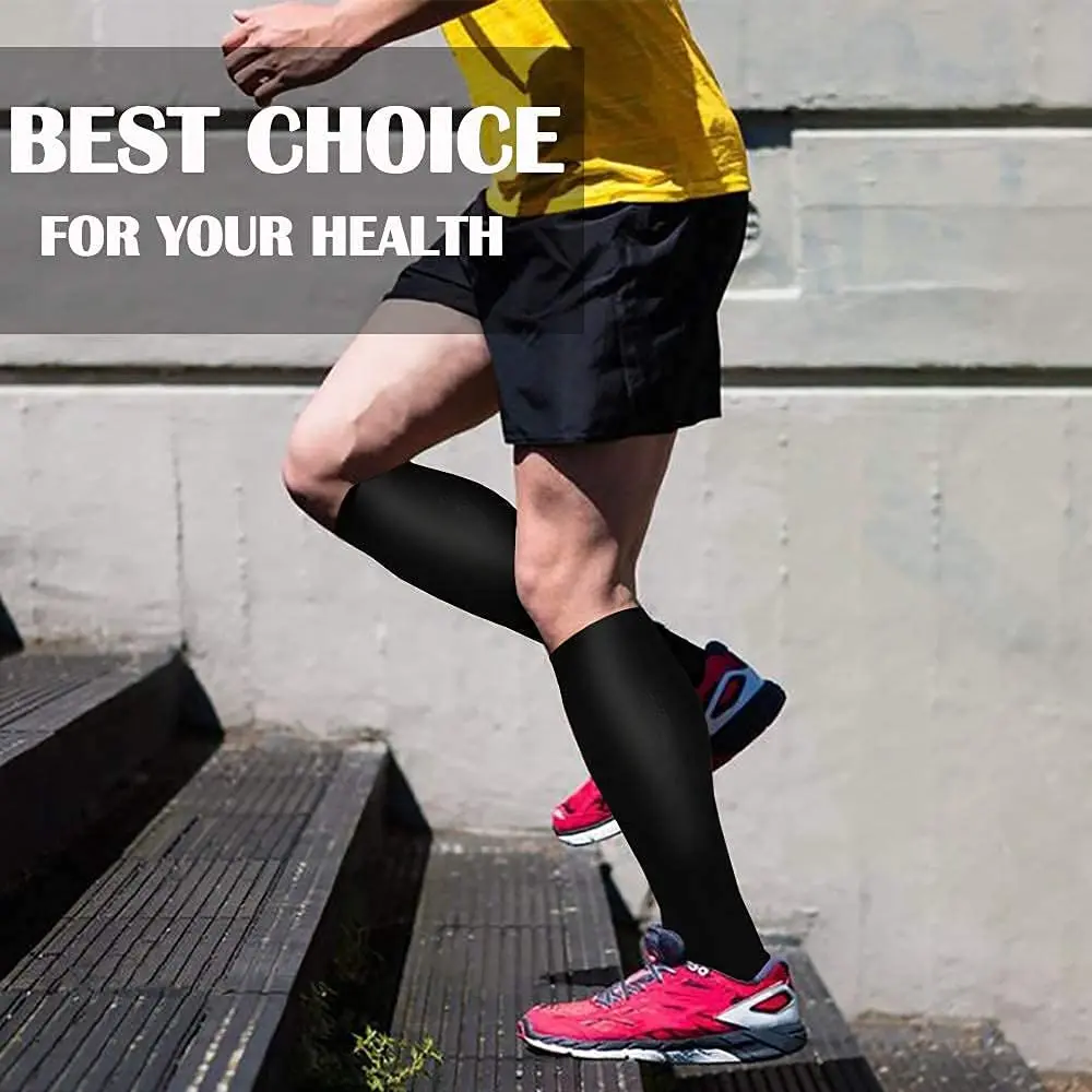 Compression Stockings Blood Circulation Promotion Slimming Compression Socks Anti-Fatigue Solid Black Color Men and Women Socks