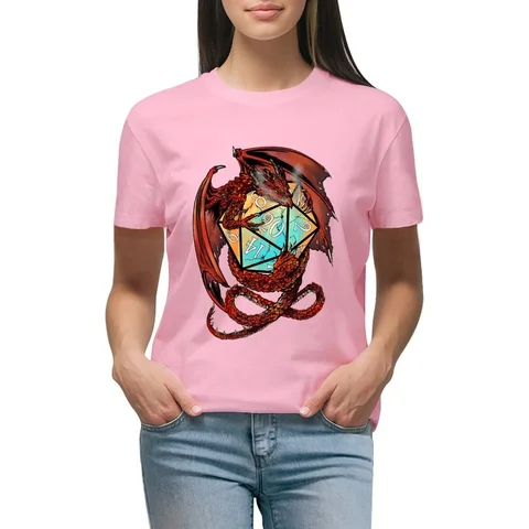 Футболка Red Dragon Dice по индивидуальному заказу, женская одежда, футболка с короткими рукавами, платье для женщин, сексуальные размеры больших размеров