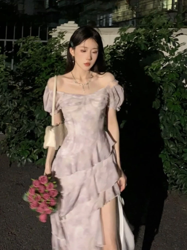 

Private Custom Summer Floral Print Sweet Chiffon Dresses Women Ruffles Patchwork Sexy Evening Party Vestidos Women