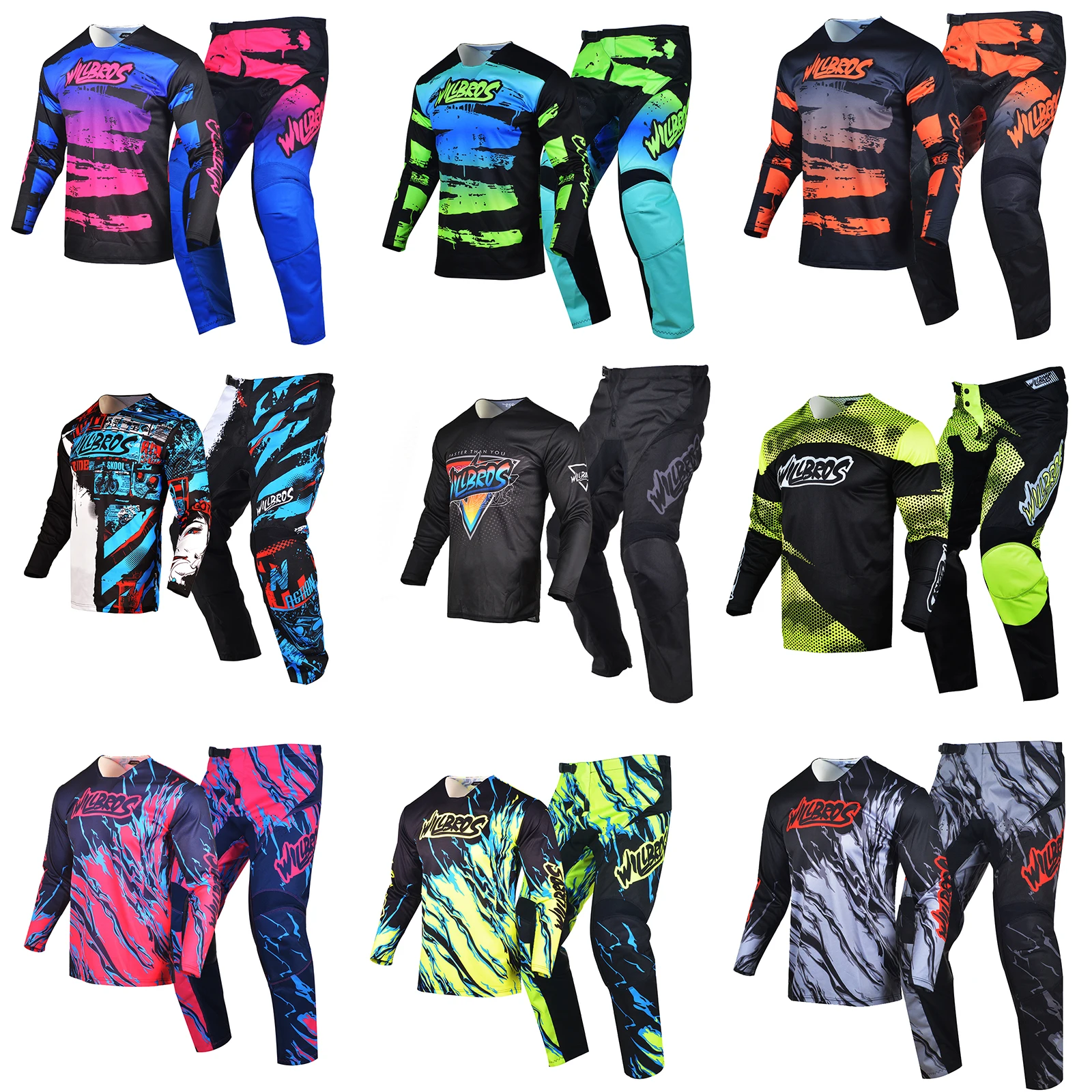 MX MTB Dirt Bike Gear Set Motocross Jersey Pants Combo Willbros Enduro Outfit Dirtbike Suit Moto Cross Cycling Kits For Men enlarge