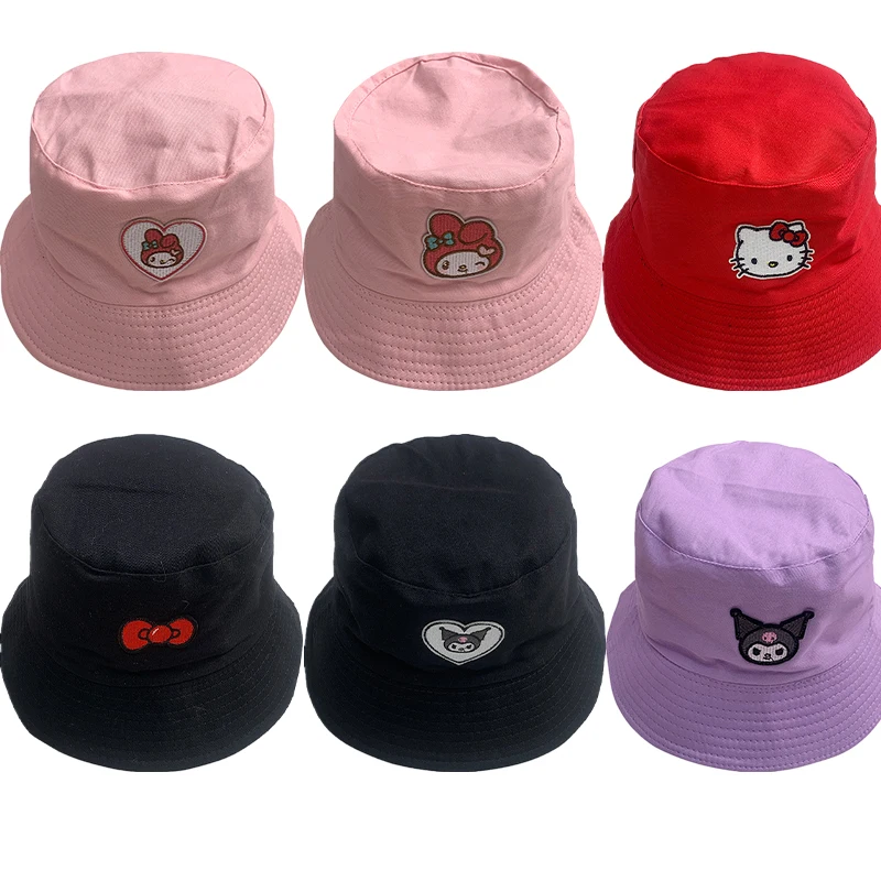 

Fashion Summer Fisherman Hat Kawaii Kuromi My Melody Anime Cartoon Boys Girls Sunshade Sunscreen Cap Outdoor Beach Accessories