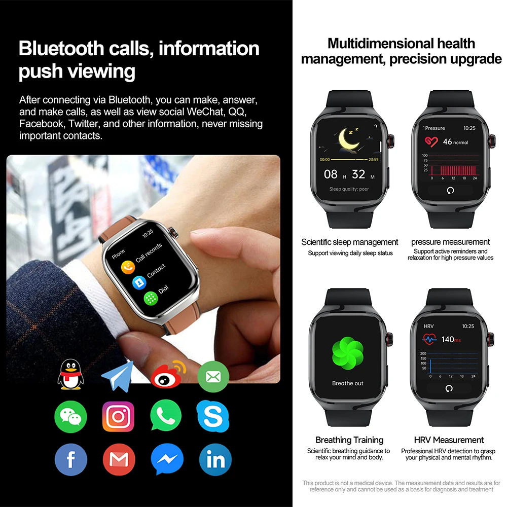 Фото Умные часы TK16 Pro с HD AMOLED Retina экраном 2.04 дюйма для мужчин и женщин, с функцией Bluetooth-звонков, измерения температуры тела, ЭКГ и фитнес-трекером №4