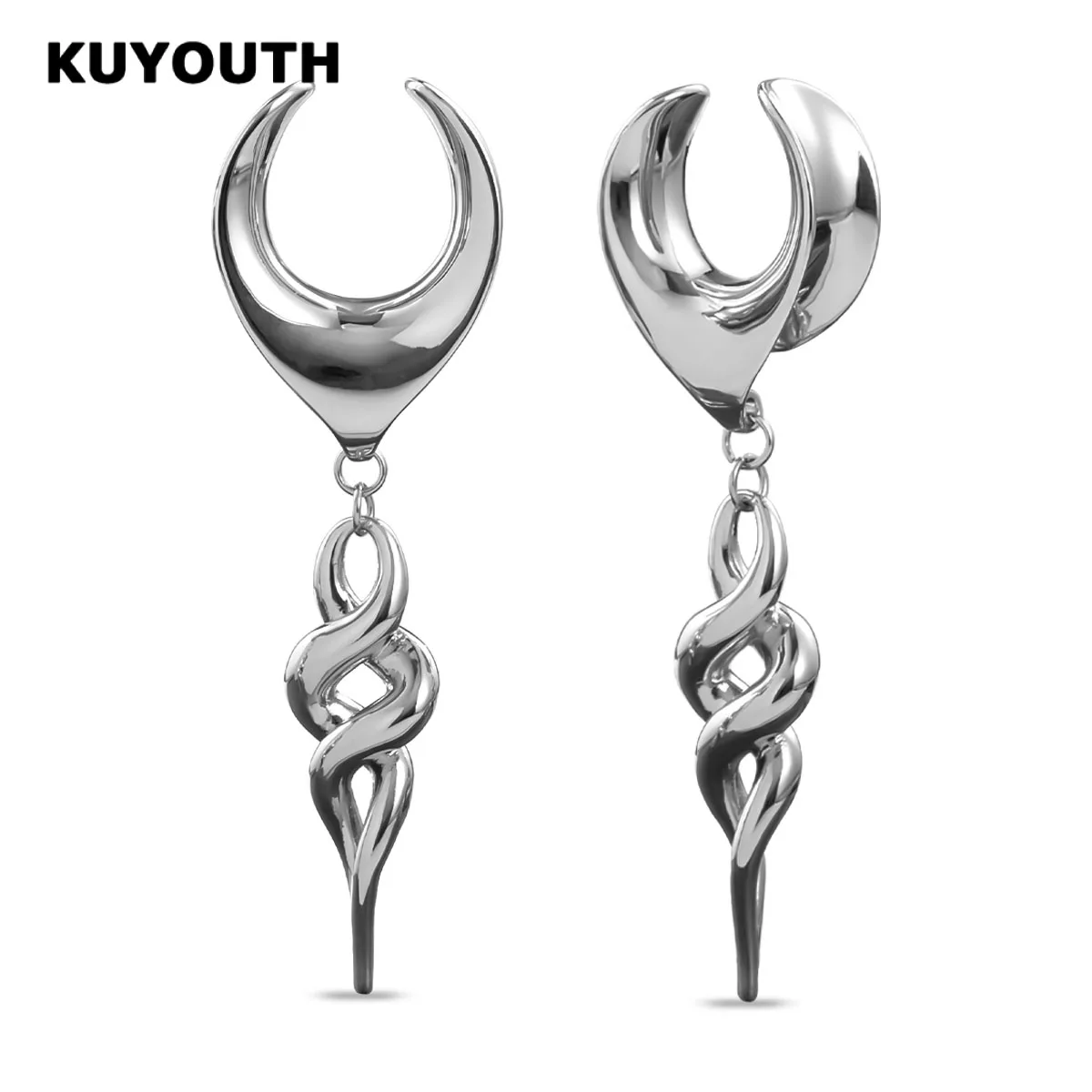 KUYOUTH Спиральный кулон Медные расширители для ушей Датчики Носилки Серьги Туннели