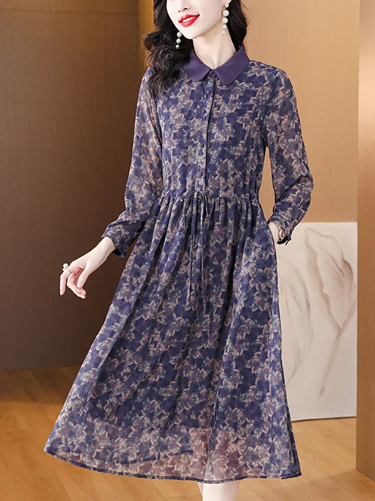 Женское Сетчатое платье-поло с длинным рукавом Элегантное повседневное