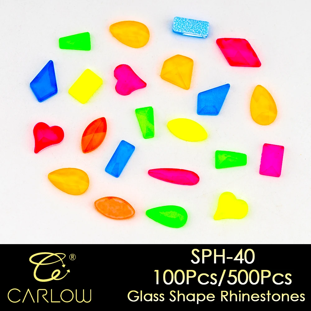 Стразы CARLOW разных цветов неоновые форм с плоской задней поверхностью Блестящие