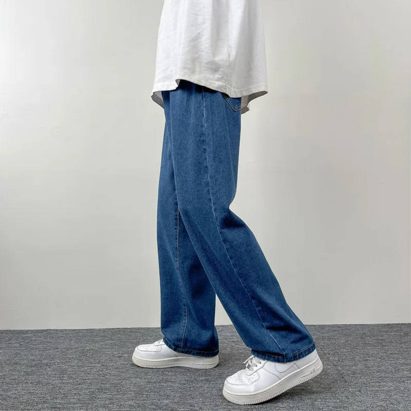 Summer 5 Colors Baggy Jeans Men Fashion Casual Wide Leg Jeans Men Streetwear Hip Hop Loose Straight Denim Pants Mens Trousers