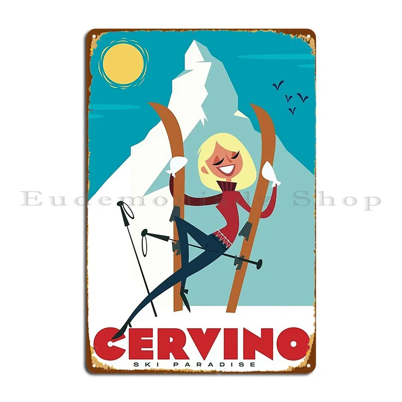 Лыжный плакат Cervino металлический знак паб кинотеатр вечеринка клуб жестяная