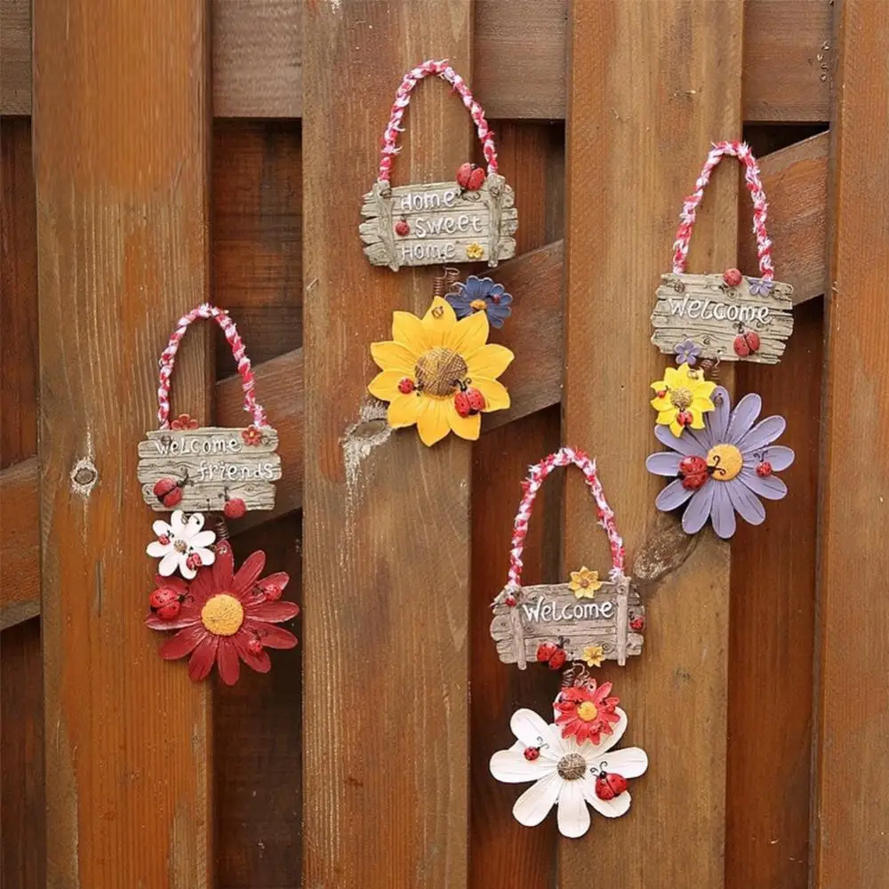 

Resin Home Decoration Welcome Cards Flower Welcome Card Listing Sign Door Hanging Ornament Warm Welcome Sign Small