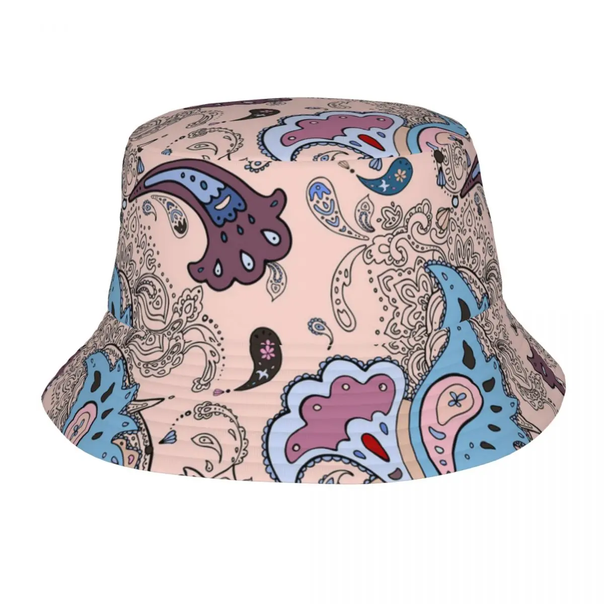 

Paisley Boho Ornament Vector Outdoor Fisherman Cap Beach Hats SunCaps Men Women Bucket Hat Panama Hats Bob Hats For Women