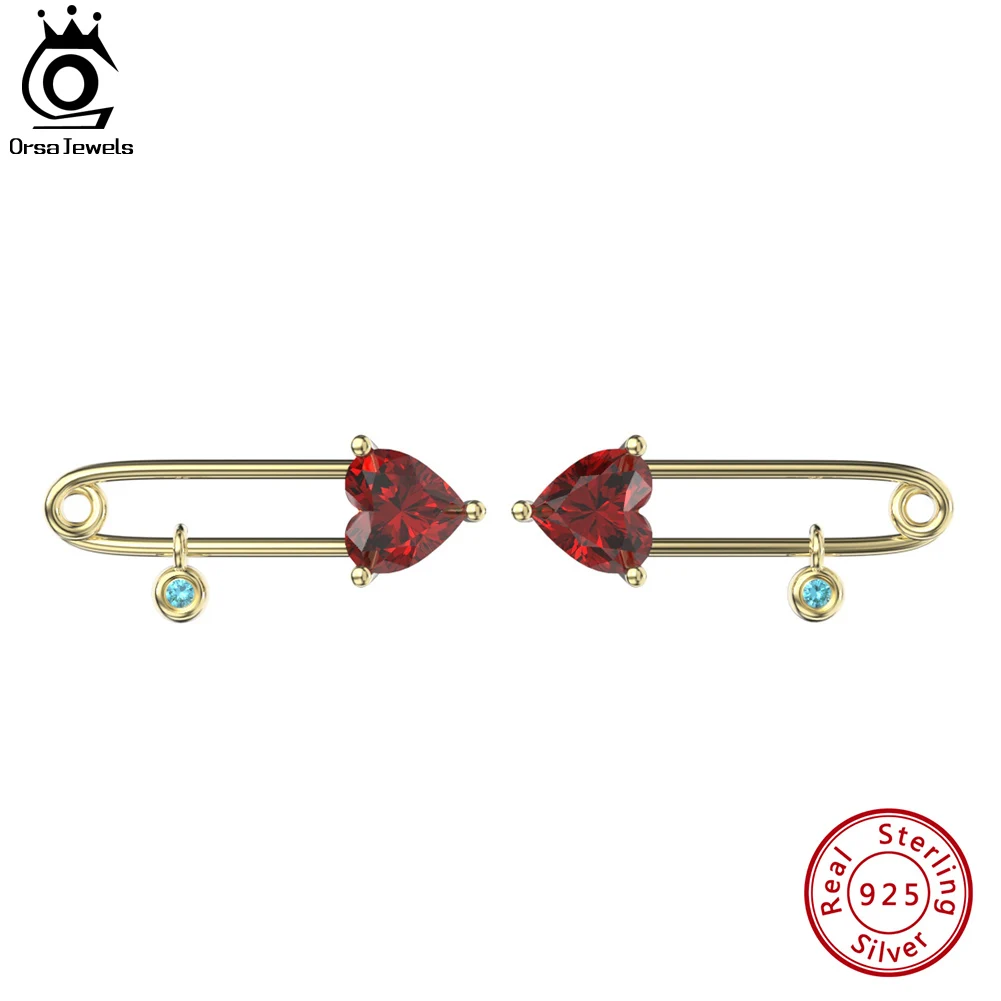 

Женские серьги-кольца ORSA JEWELS из стерлингового серебра 925 пробы с красным цирконием, вечерние ювелирные изделия EQE87