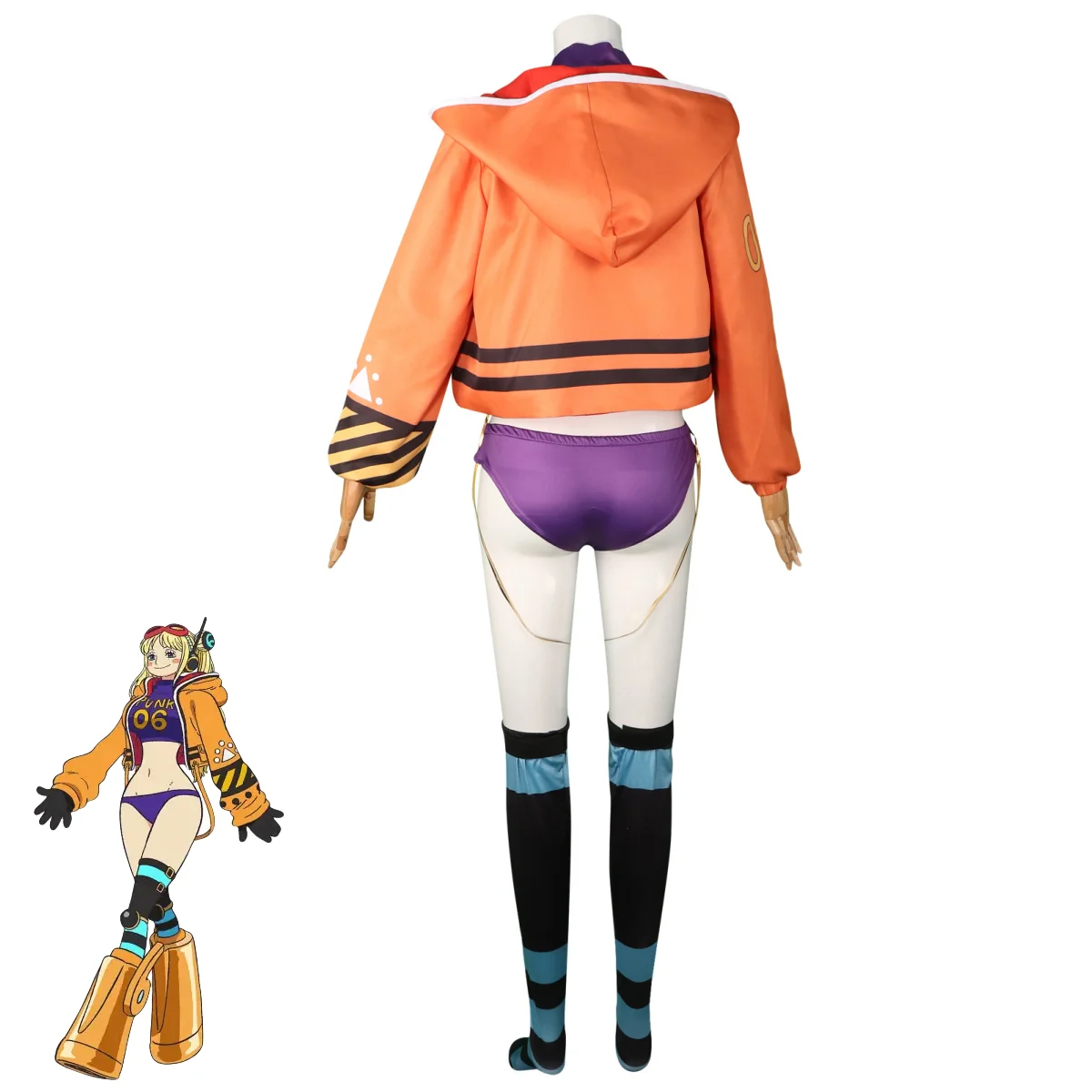Аниме Dr. Vegapunk York PUNK-06 Косплей Костюм Оранжевое пальто с капюшоном Спортивная