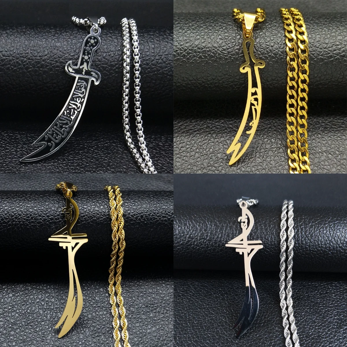 Новое ожерелье с арабским мечом и подарочной коробкой из нержавеющей стали