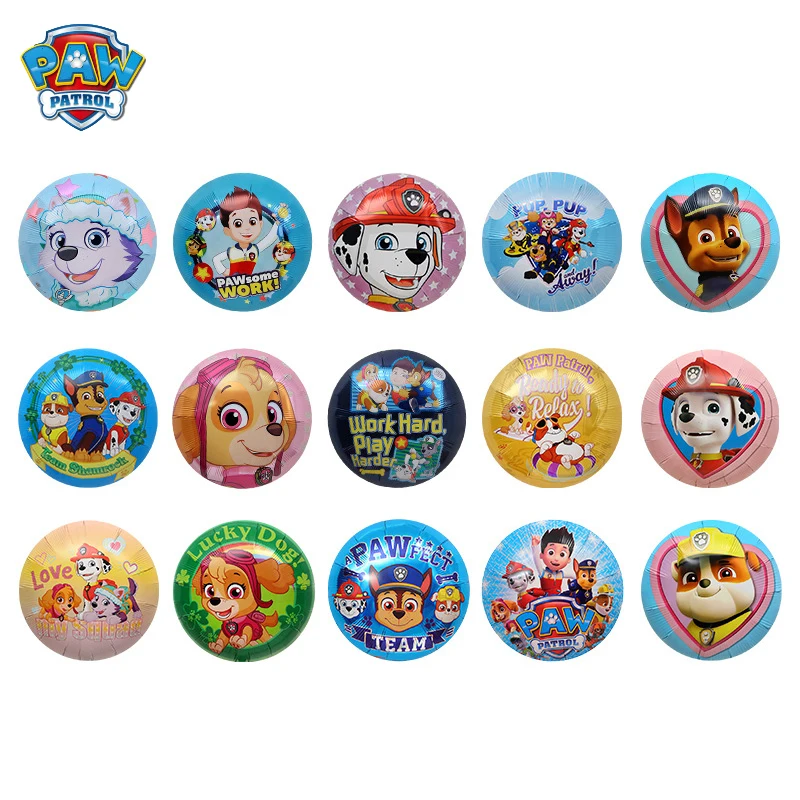 

Paw Patrol Party Decoration Props Toy Balloon Cartoon Round Foil Balloon Chase Skye Marshall Rubble Rocky Everest Zuma Pattern