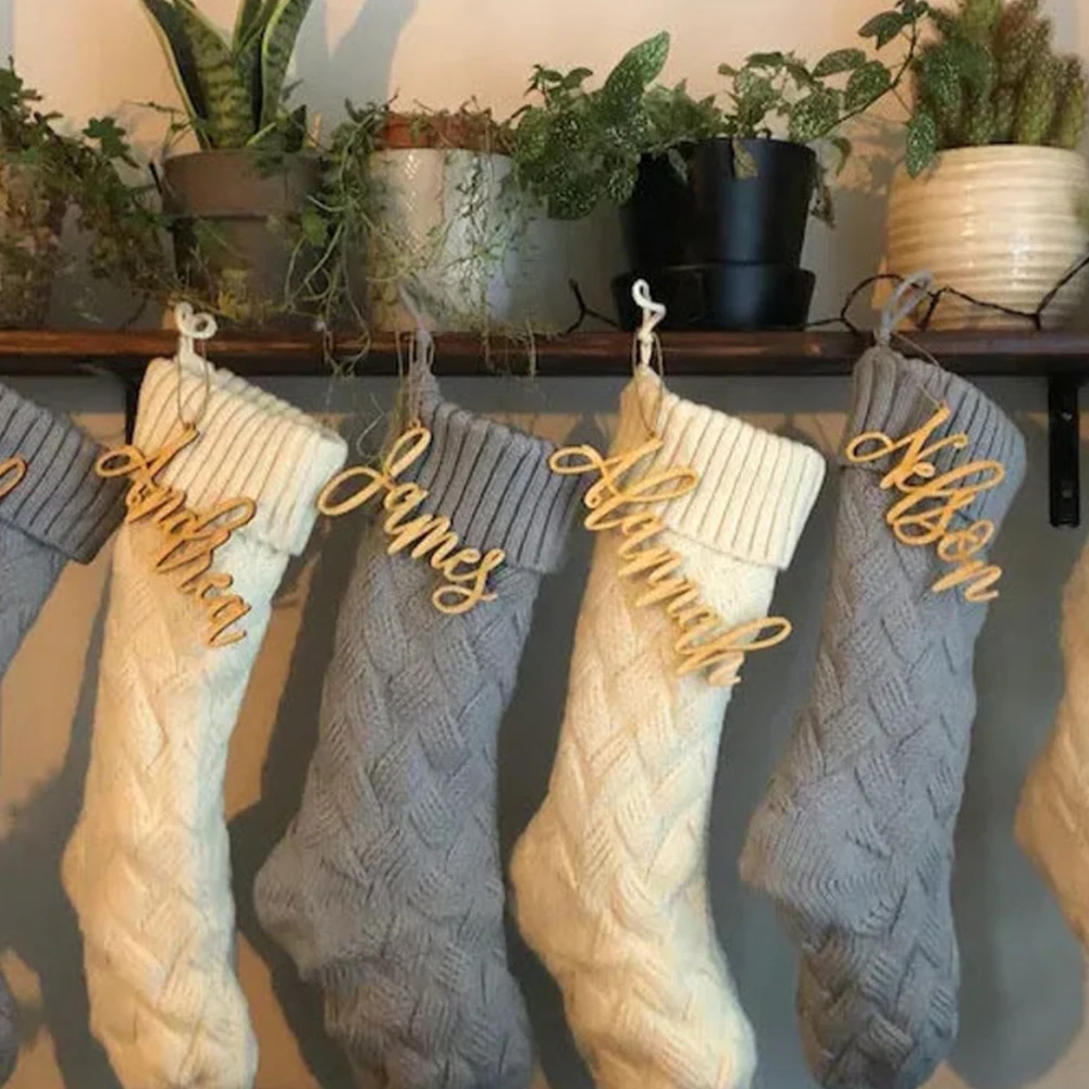 Персонализированные Деревянные рождественские этикетки с бантом ярлыки