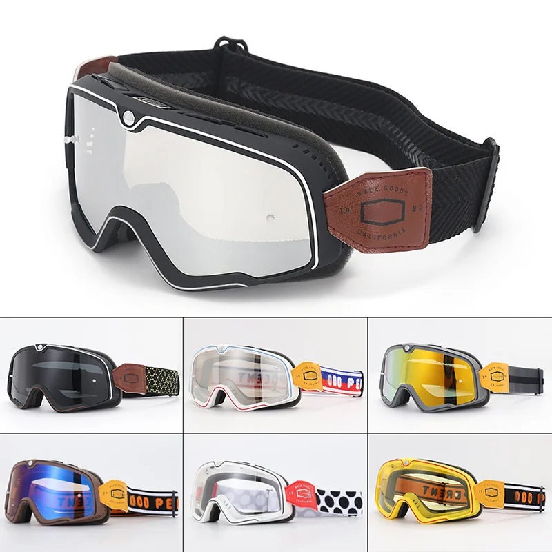 

Retro Bickcles Goggles Ski Glasses Motocross Sunglasses ATV Goggles Non-slip Belt Anti-UV Cafe Racer Chopper Cycling Racing