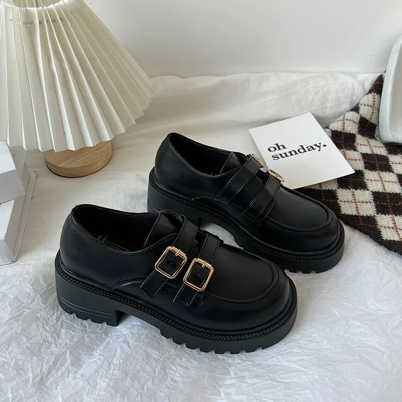 

All-Match British Style Women's Shoes Platform Soft Black Flats Female Footwear Oxfords Preppy Clogs Dress Leather New Summer Co